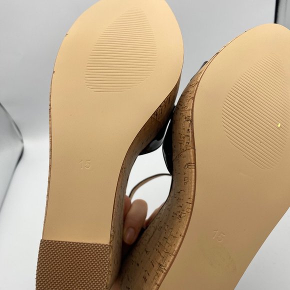 ❤Sold❤Black Platform Strappy Open Toe Cork Sandal - Picture 4 of 6